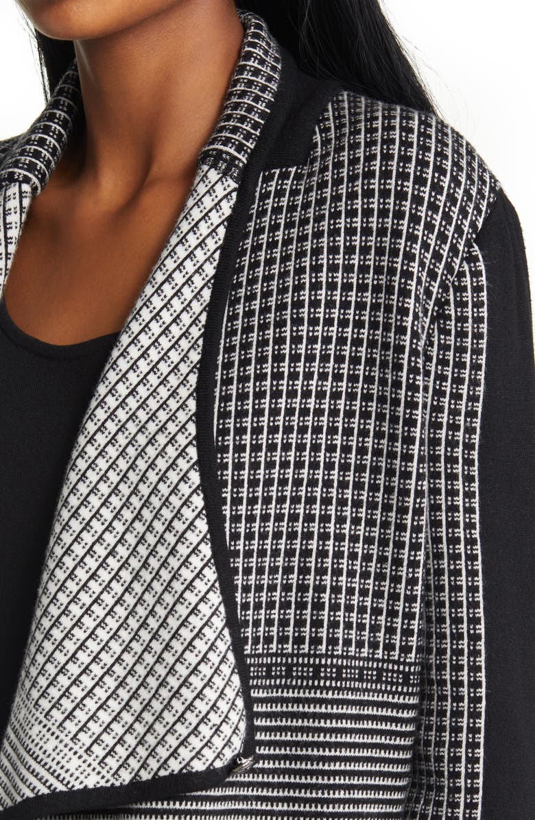 Ming Wang Draped Open Front Knit Jacket, Alternate, color, Black/ Ivory