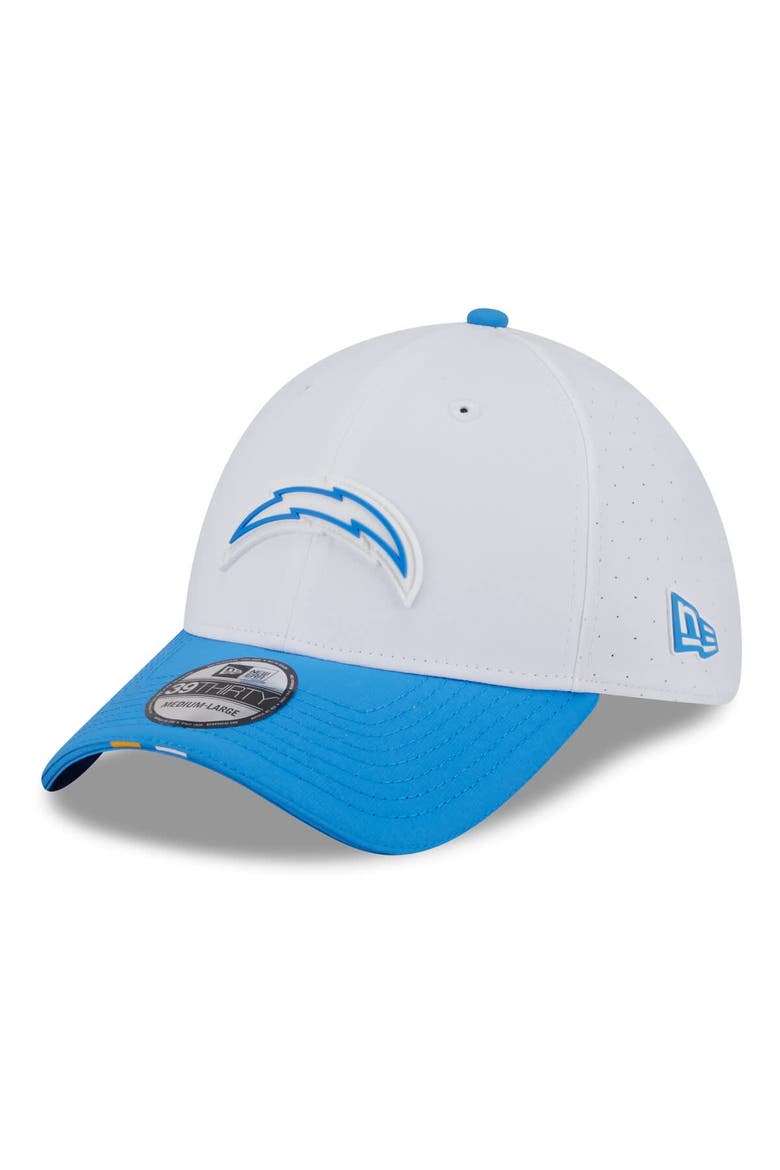 Men's New Era  White/Powder Blue Los Angeles Chargers 2025 NFL Training Camp 39THIRTY Flex Hat, Alternate, color, White