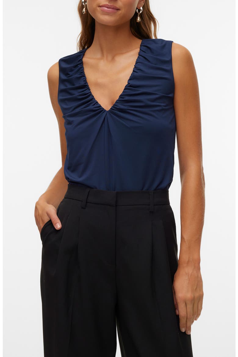 Hanna Bianca Shirred Shell, Main, color, NAVY BLAZER