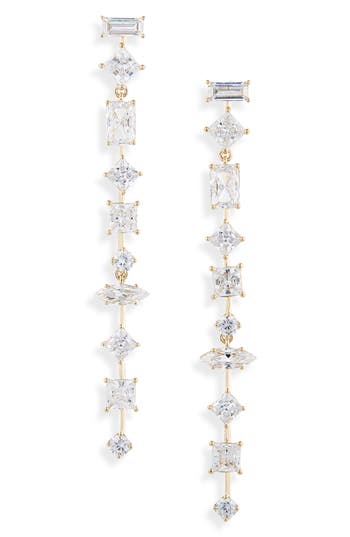 Nadri Cubic Zirconia Linear Earrings In Gold