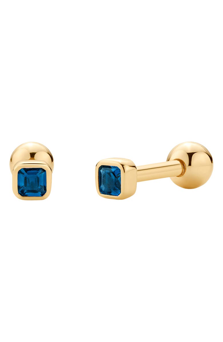 MADE BY MARY Cubic Zirconia Birthstone Stud Earrings, Main, color, Gold Vermeil/ September