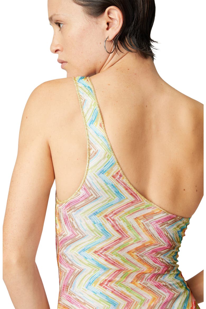 One-shoulder One-piece Swimsuit In Printed Tulle, Alternate, color, Multicoloured