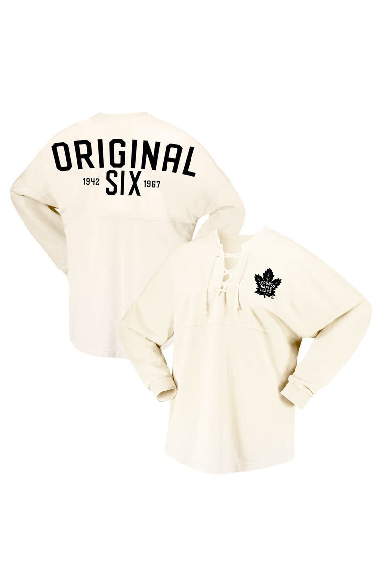 FANATICS Women's Fanatics Branded Cream Toronto Maple Leafs Original Six Lace-Up Spirit Jersey Long Sleeve T-Shirt, Main, color, Cream