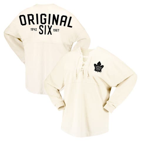 Women's Fanatics Branded  Cream Toronto Maple Leafs Original Six Lace-Up Spirit Jersey Long Sleeve T-Shirt