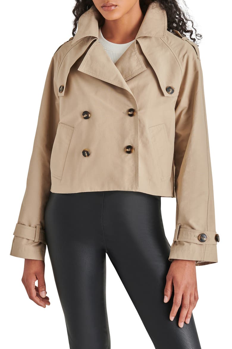 Sirus Crop Trench Coat, Main, color, KHAKI
