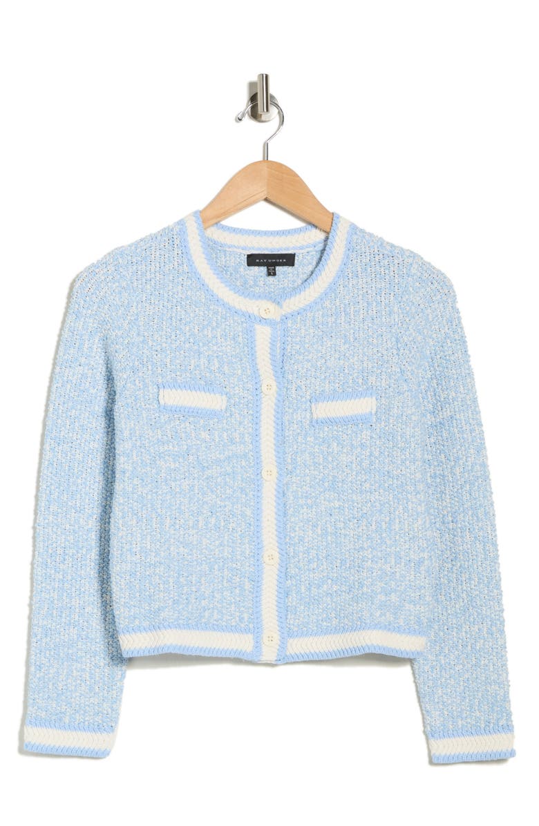 KAY UNGER SPORTSWEAR Bouclé Sweater Jacket, Alternate, color, Cashmere Blue Combo