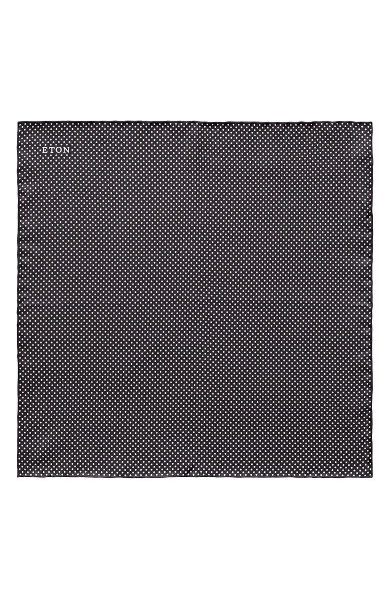 Eton Dot Silk Pocket Square, Alternate, color, Black
