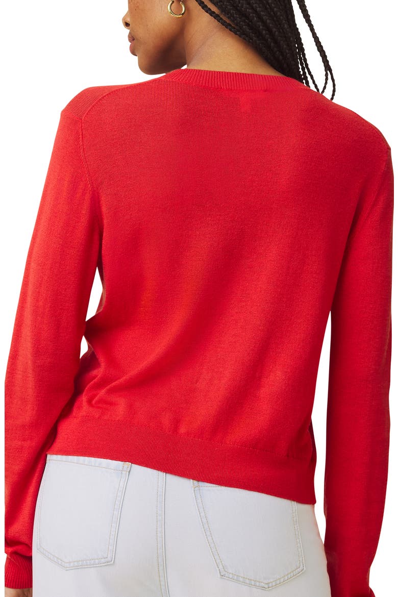 Erica Crewneck Button Front Cardigan, Alternate, color, FIREWORK
