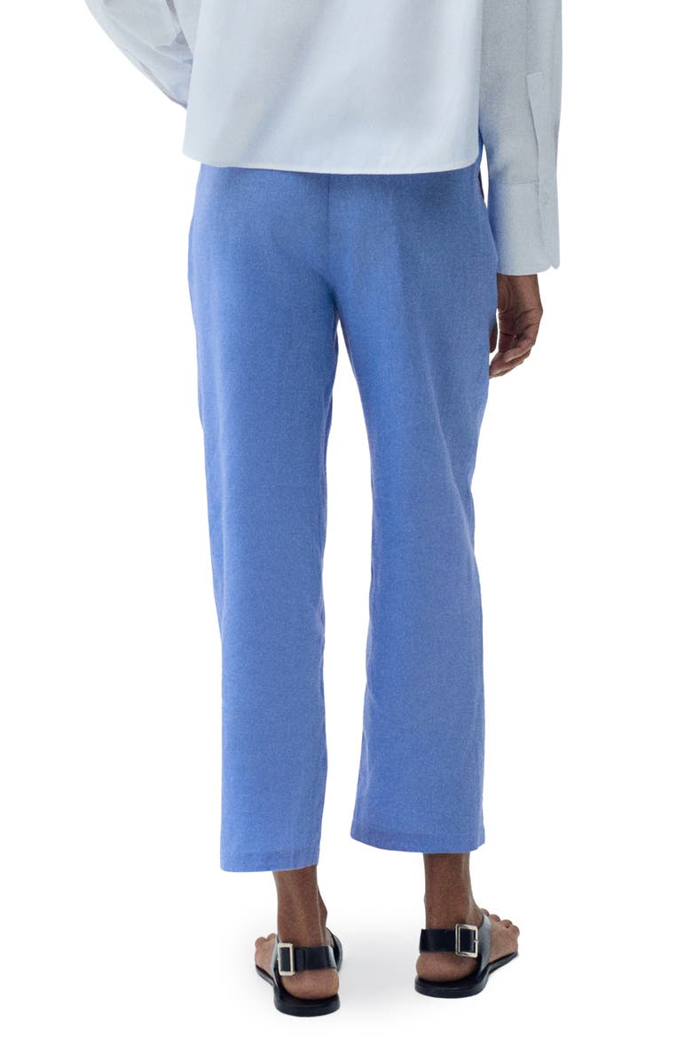MANGO Linen Drawstring Pants, Alternate, color, Blue