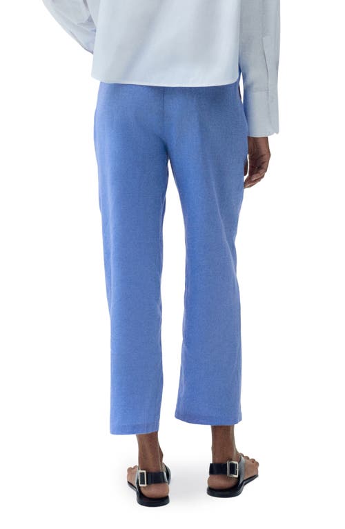 Mango Linen Drawstring Pants In Blue