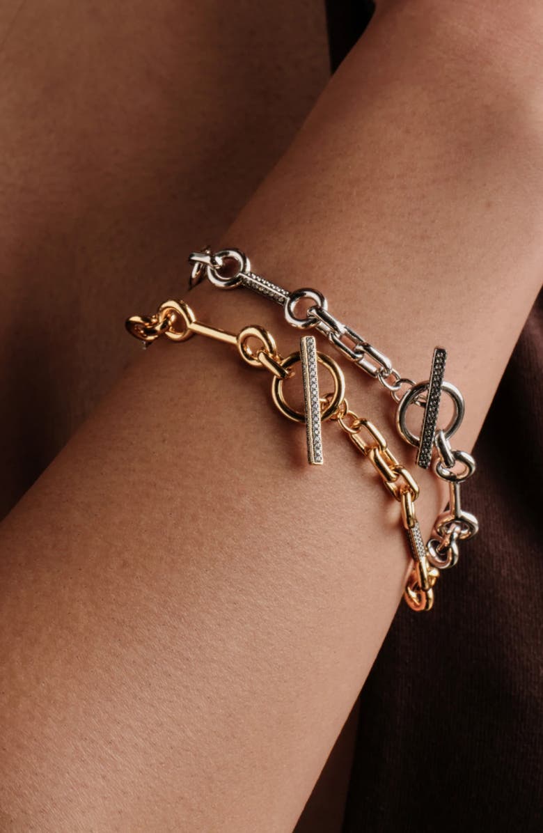 Awe Inspired Horsebit Toggle Bracelet, Alternate, color, 925 Sterling Silver