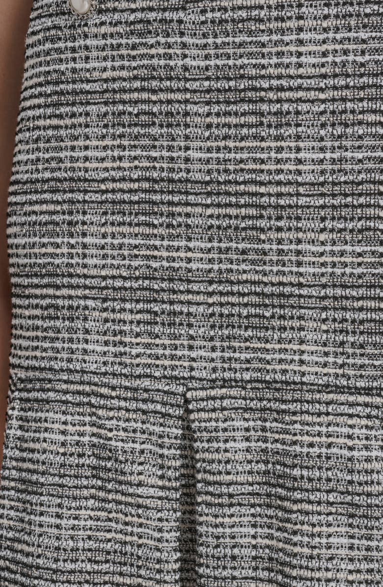 KARL LAGERFELD Pleated Metallic Tweed Minidress, Alternate, color, Black Soft White