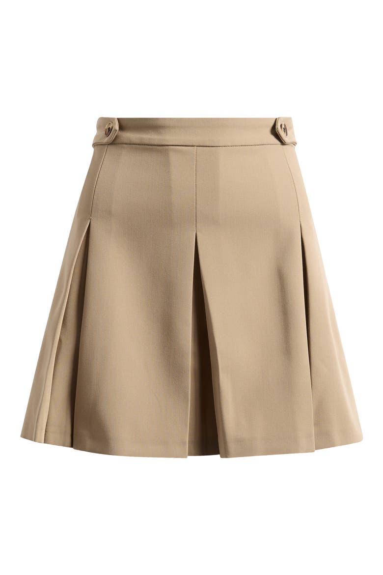 Box Pleat Miniskirt, Alternate, color, BROWN