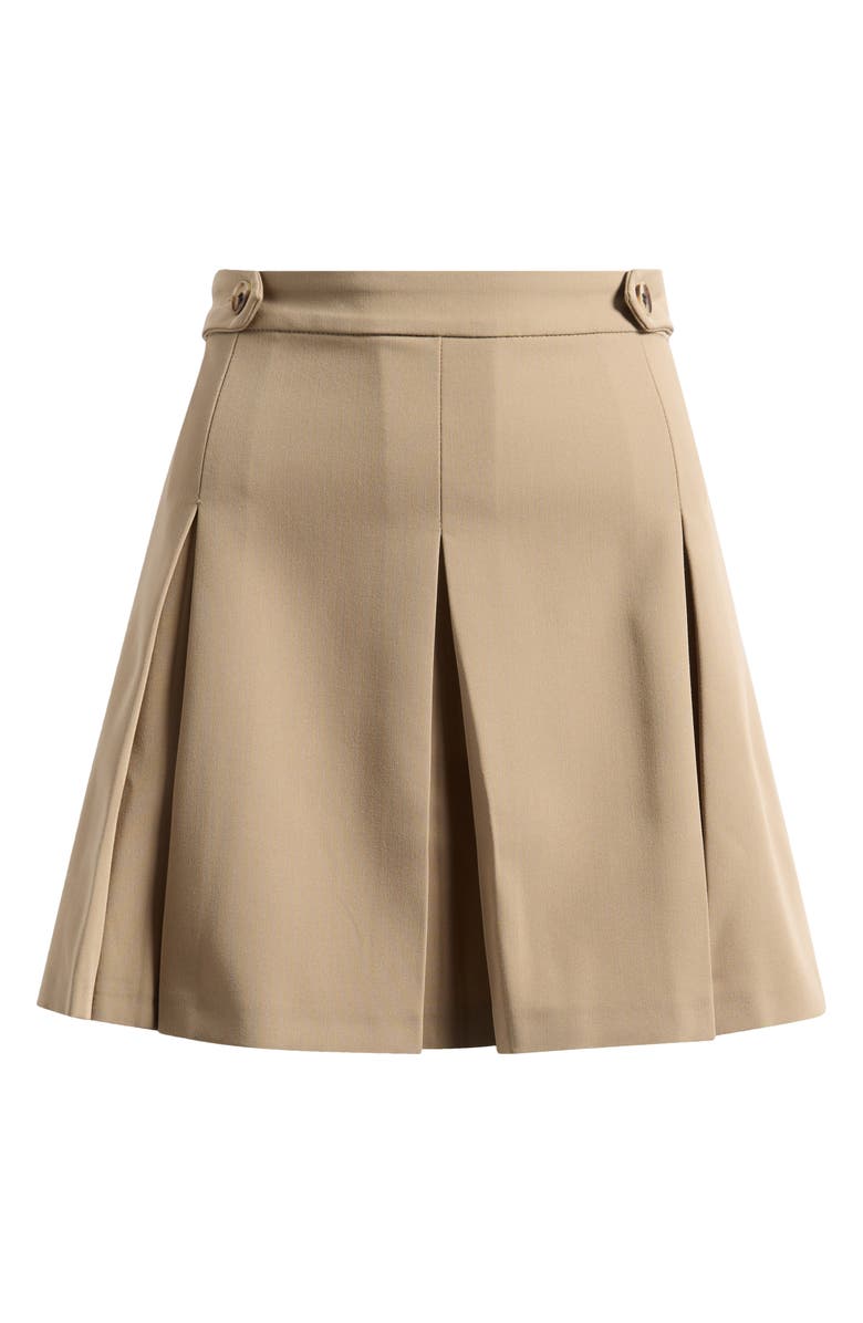 Topshop Box Pleat Miniskirt, Alternate, color, Brown