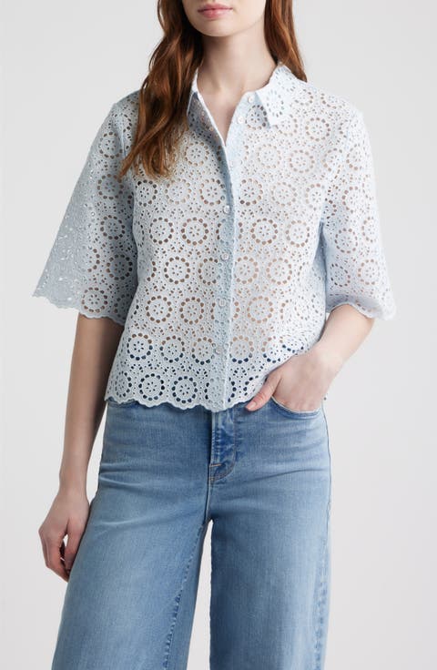 The Petal Eyelet Crop Shirt