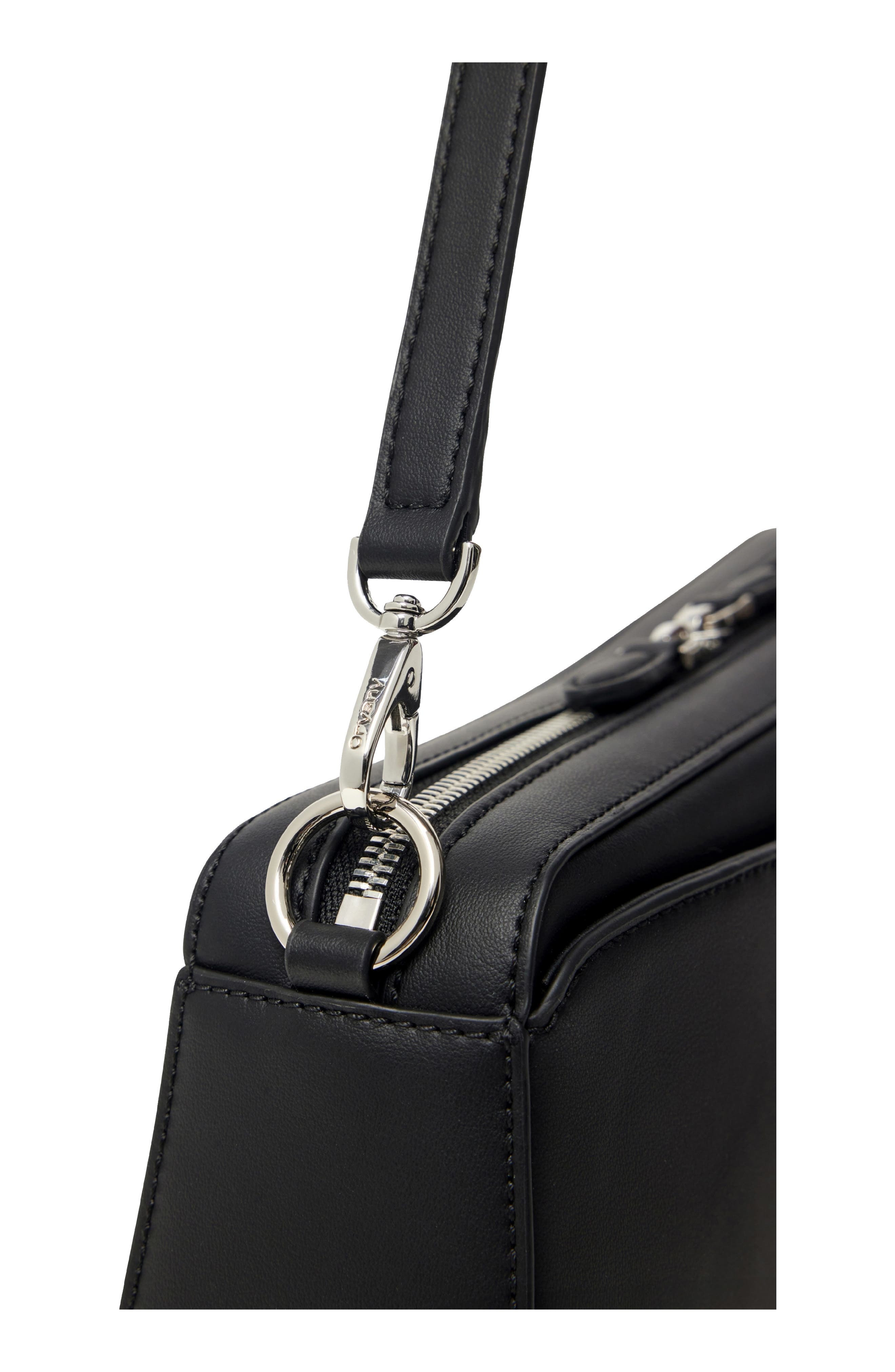 Oryany Mini Canna Leather Shoulder Bag, Alternate, color, Black