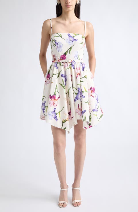 Iris Floral Cotton Stretch Poplin Sundress
