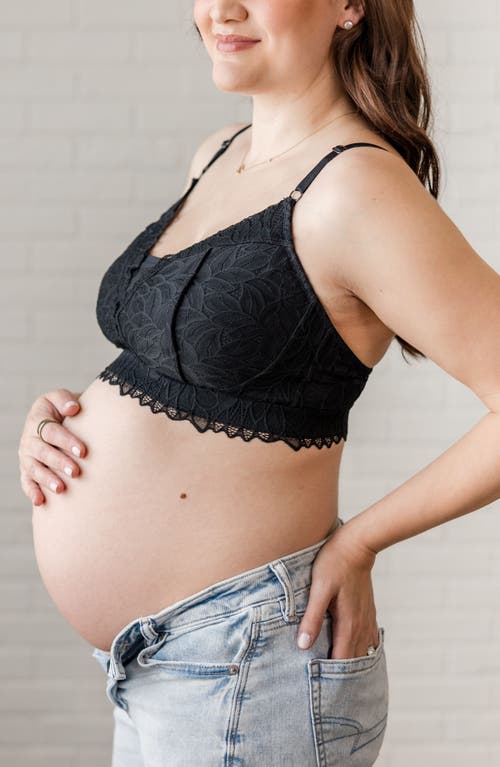 Davin & Adley Riley Pumping & Nursing Lace Bralette In Black
