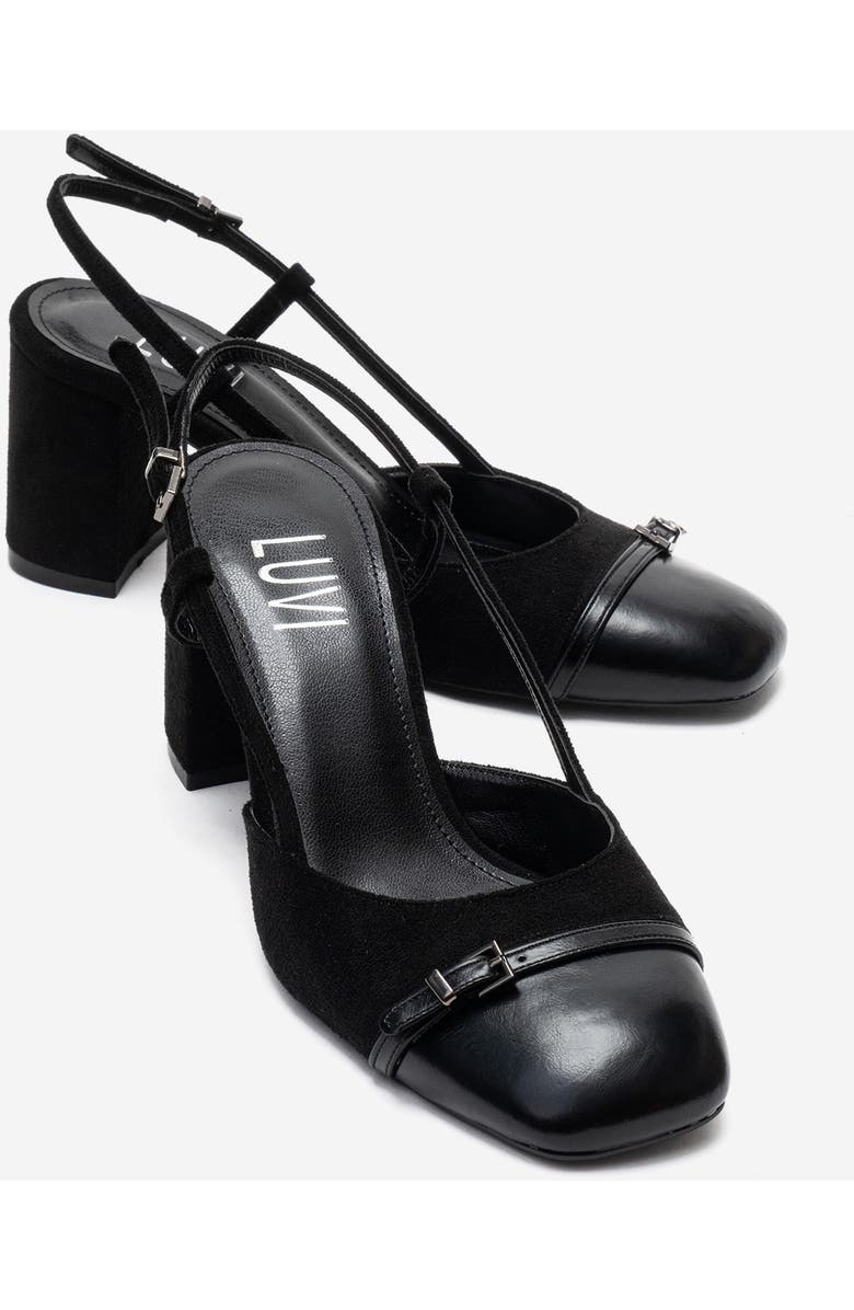 Prologue Shoes Desia Slingback Round Toe Pump, Main, color, Black Suede