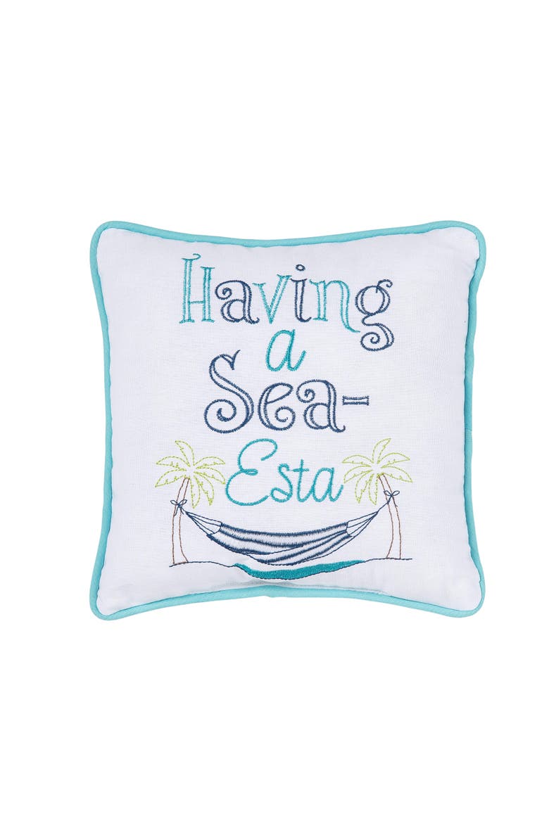 Have A Sea-Esta Mini Accent Pillow, Main, color, Blue
