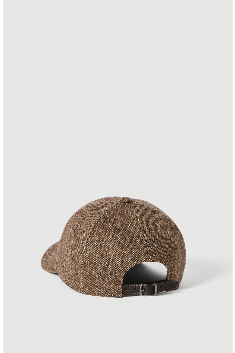 Virgin wool donegal baseball cap with shiny band, Alternate, color, Light Brown