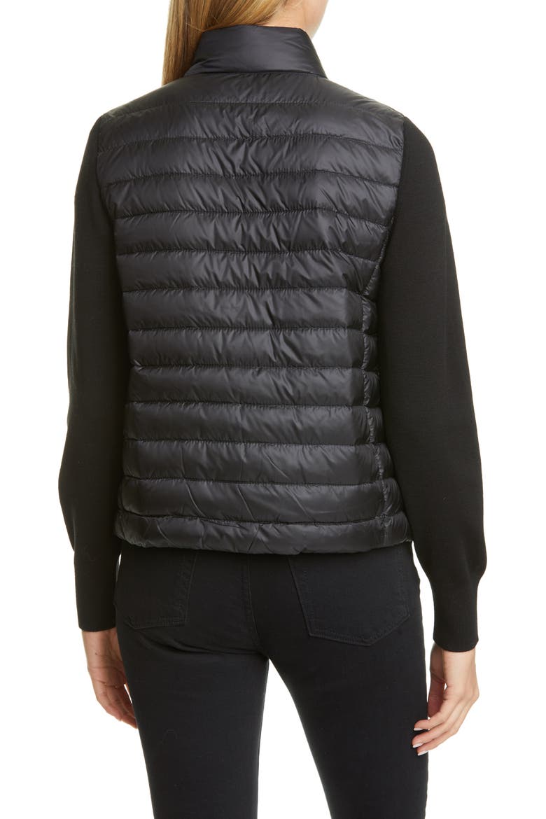 Quilted Down & Wool Short Jacket, Alternate, color, BLACK