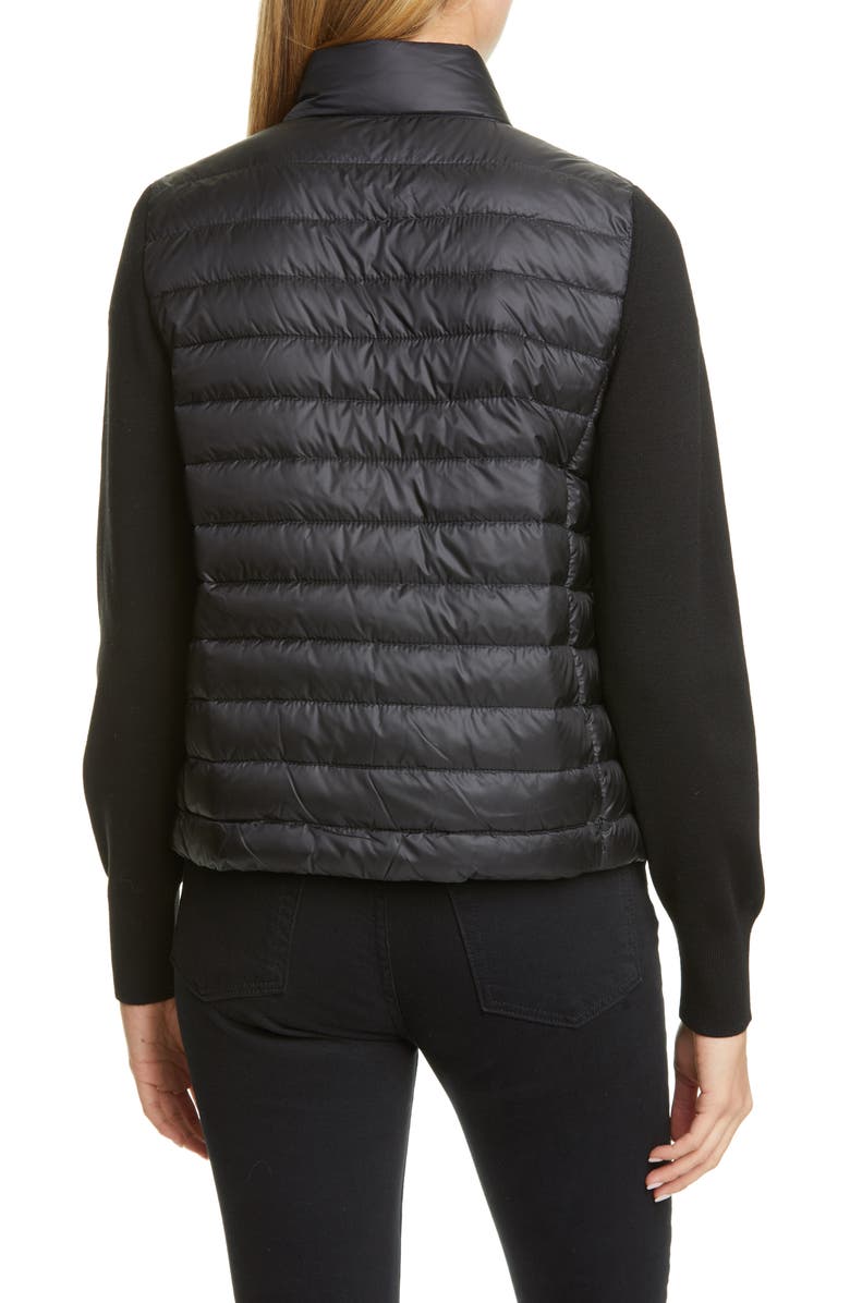 Moncler Quilted Down & Wool Short Jacket, Alternate, color, 