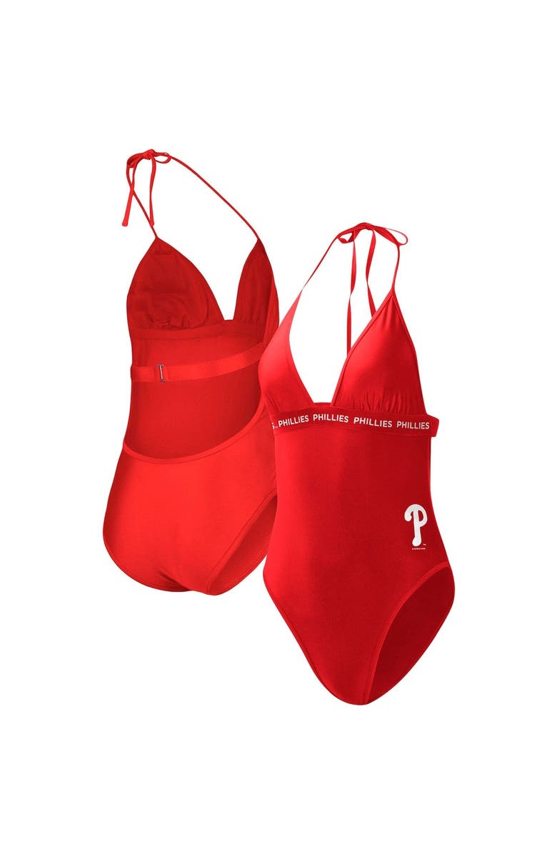 G-III 4HER BY CARL BANKS Women's G-III 4Her by Carl Banks Red Philadelphia Phillies Full Count One-Piece Swimsuit, Main, color, Red
