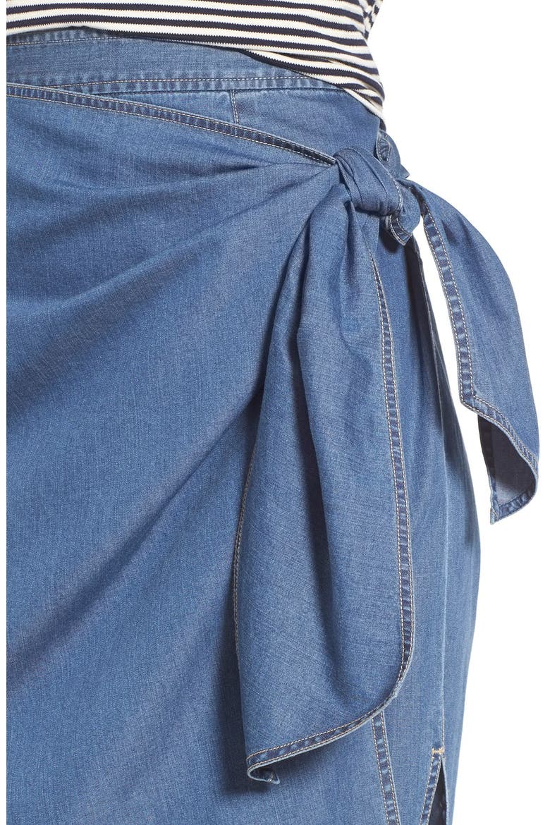 Tie Front Chambray Skirt, Alternate, color, BLUE REFINED CHAMBRAY