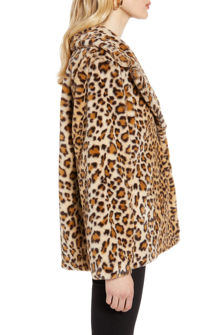 Faux Fur Coat, Alternate, color, LEOPARD