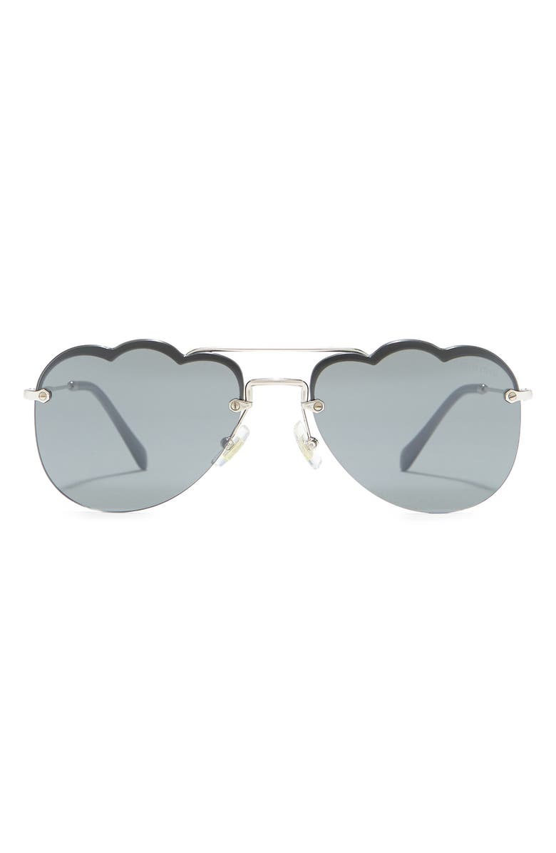 Miu Miu 58mm Irregular Sunglasses, Main, color, Dark Gry Flash Silver