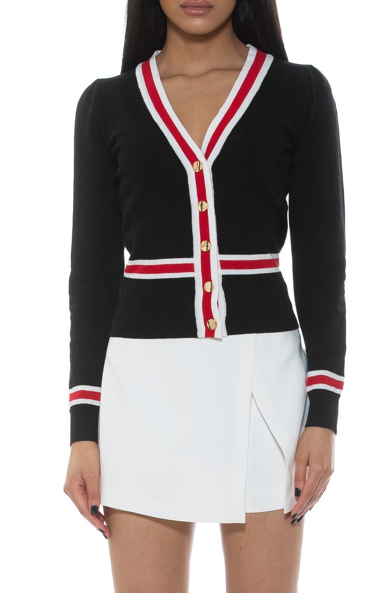 Alexia Admor Contrast Trim Long Sleeve Cardigan, Main, color, 