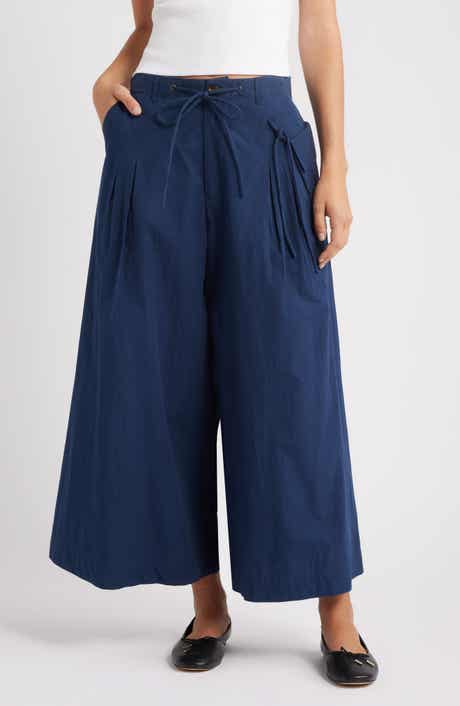 Damson Madder Tatianna Belted Organic Cotton Ankle Wide Leg Pants