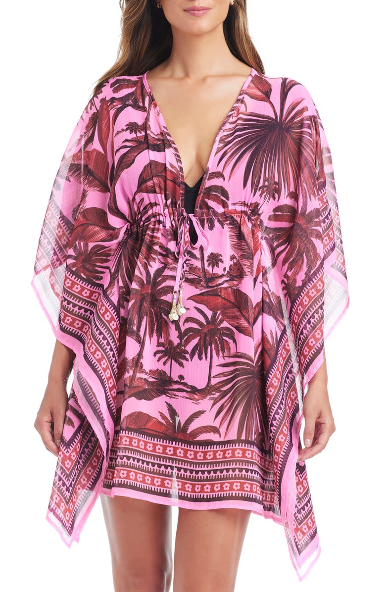 BLEU by Rod Beattie Plunge Semisheer Cover-Up Caftan, Main, color, Sugar Beach