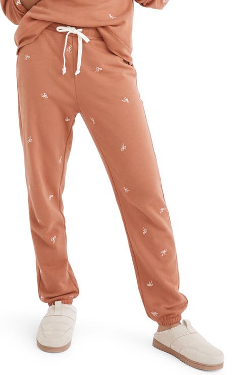 Bow Embroidered Retro Resourced Cotton Sweatpants