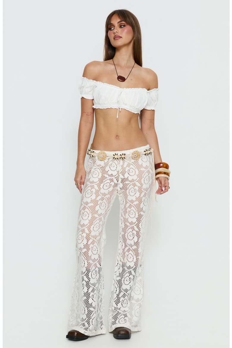 Rosadonna Lace Flared Pants, Alternate, color, CREAM