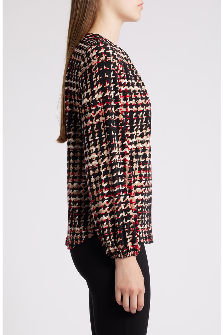 Print Pleat Neck Top, Alternate, color, ANNE BLACK MULTI