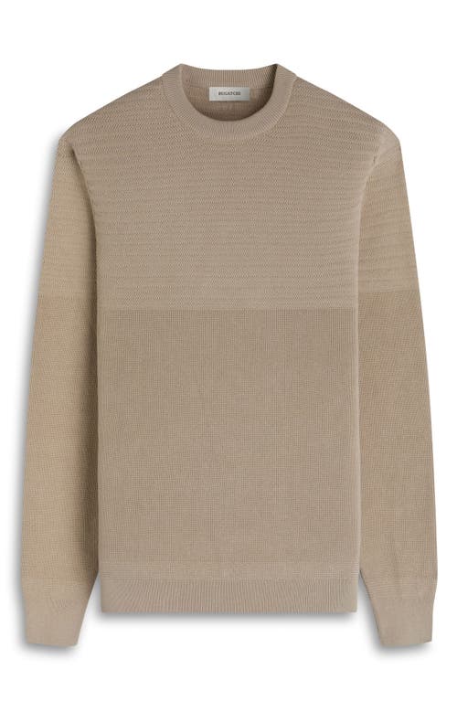 Bugatchi Mixed Stitch Cotton Crewneck Sweater In Neutral