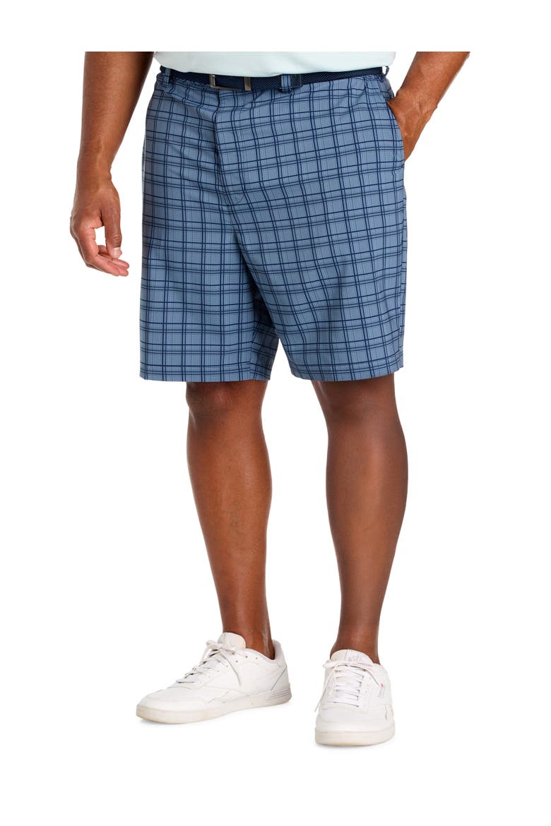Big & Tall Plaid Tech Golf Shorts, Main, color, VECTOR NAVY