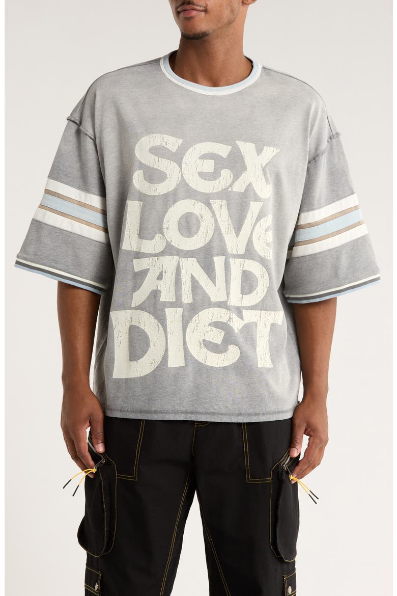 Sex, Love & Diet Athletic Graphic T-Shirt, Main, color, HEATHER GREY/ BLUE