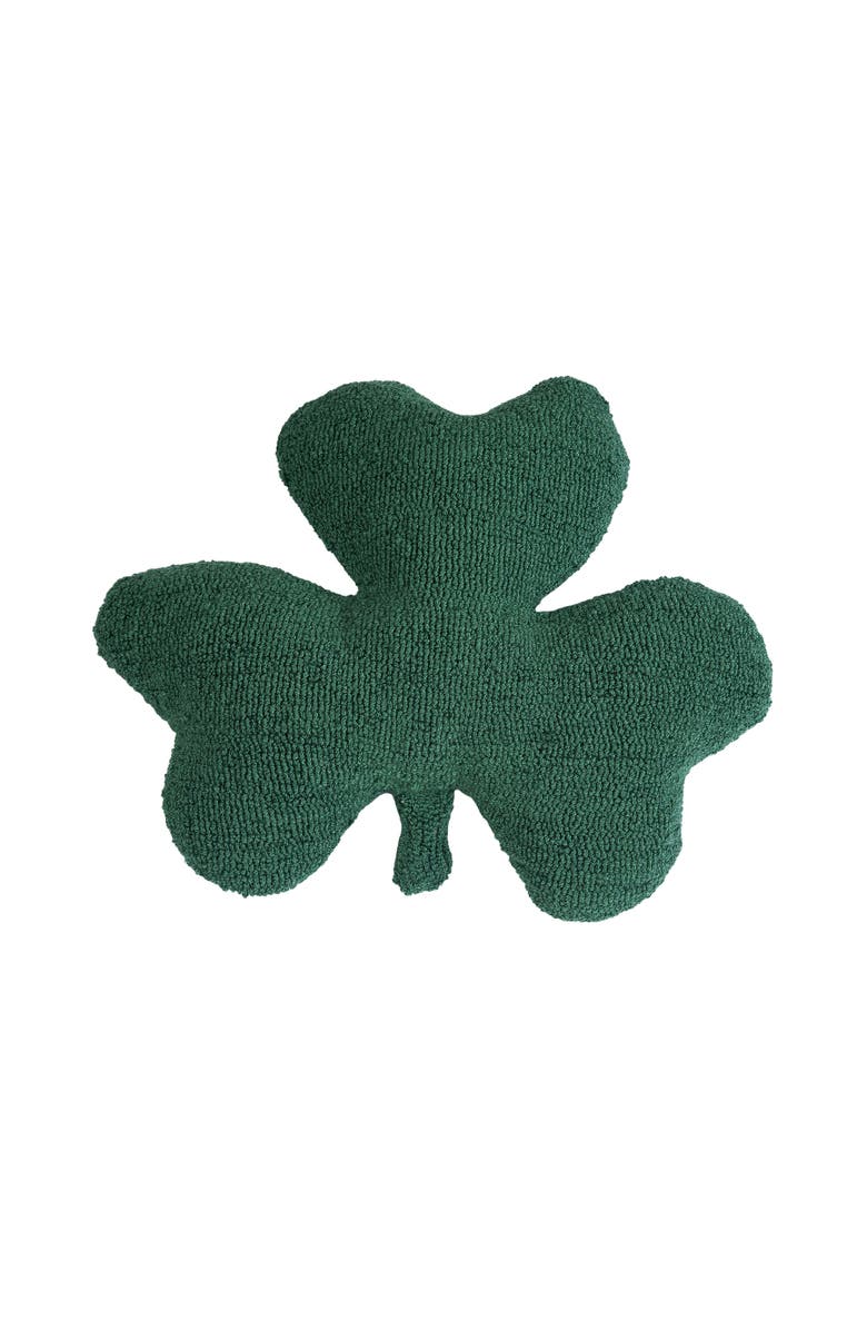 C&F Home Clover Shaped St. Patrick's Hooked Reversible Shaped Throw Pillow, 18" x 20", Main, color, Green