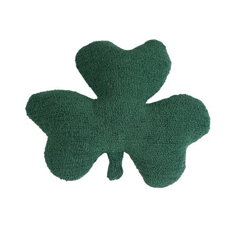 Clover Shaped St. Patrick's Hooked Reversible Shaped Throw Pillow, 18" x 20"