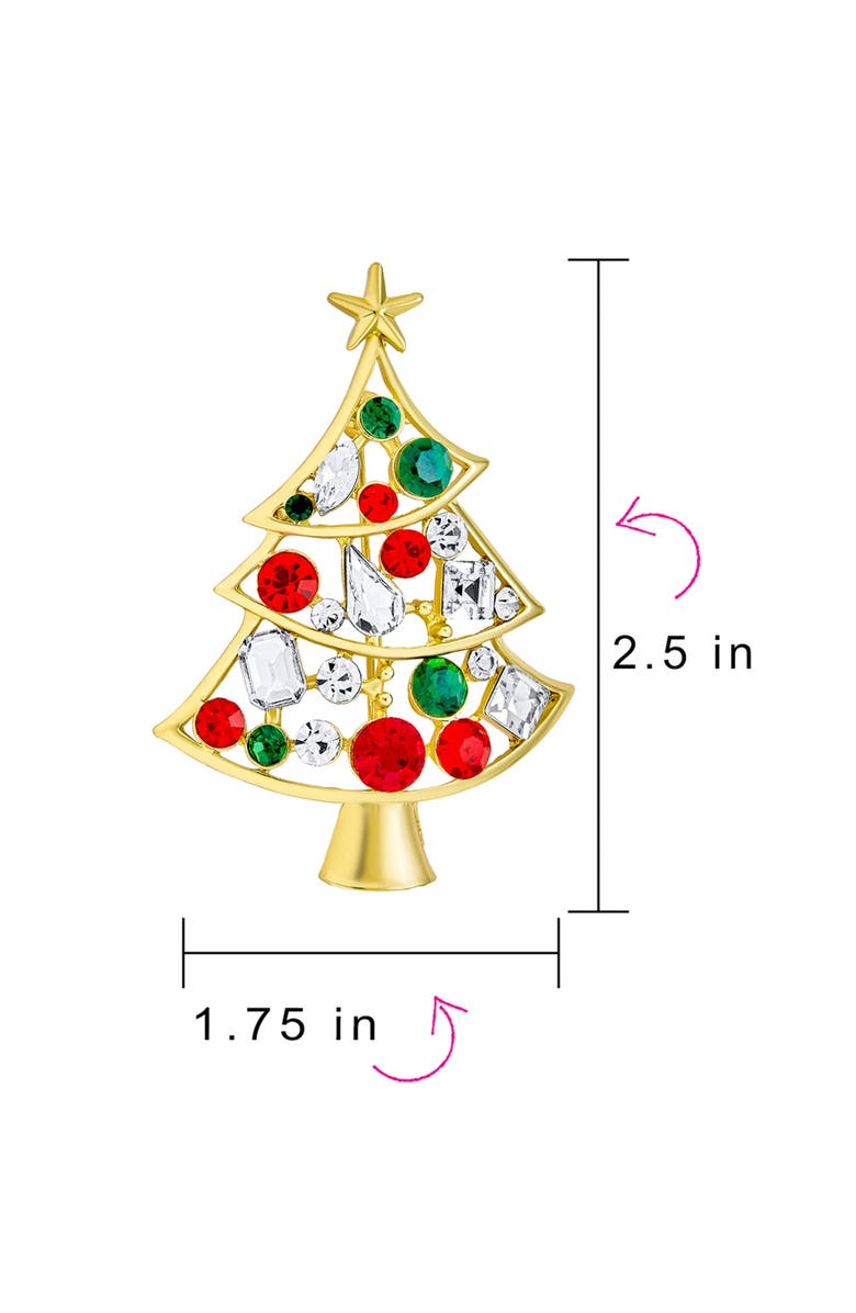 BLING JEWELRY Large Christmas Tree & Christmas Wreath Pin Set, Alternate, color, Gold
