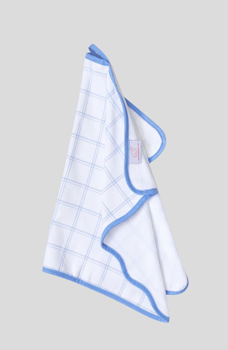 WEEZIE Set of 2 Scalloped Kitchen Towels, Alternate, color, French Blue Windowpane