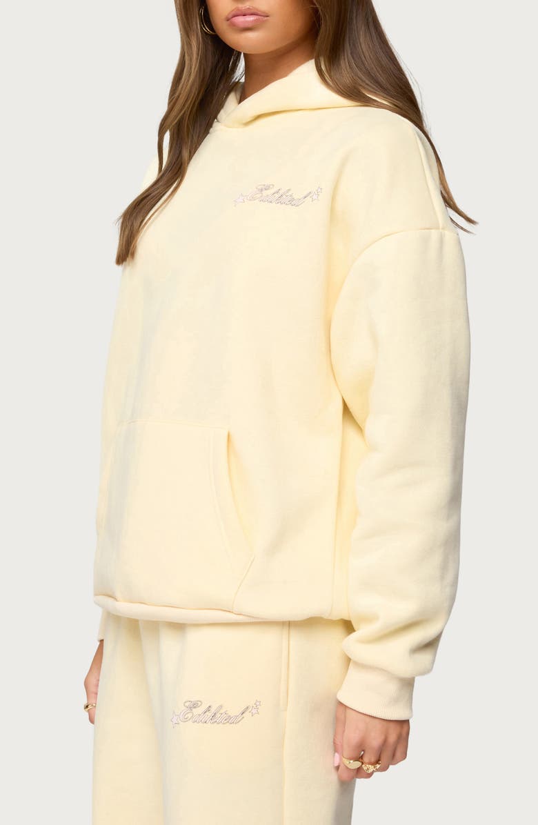 EDIKTED Club Edikted Oversize Cotton Blend Hoodie, Alternate, color, Yellow