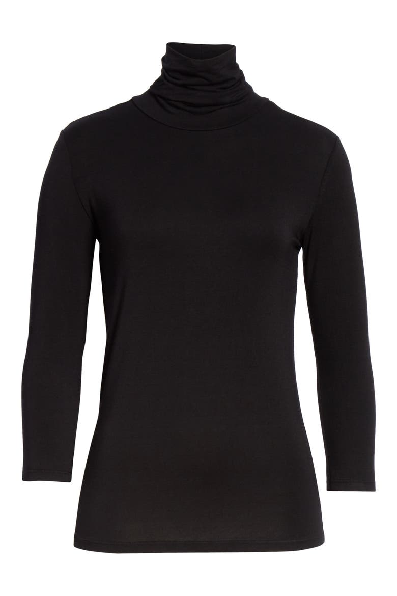 Aja Jersey Turtleneck Top, Alternate, color, BLACK