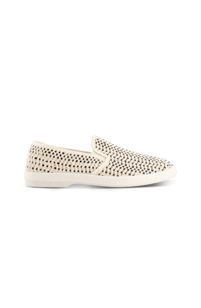 Rivieras Woven Slip-On Loafer, Main, color, Ecru And Black