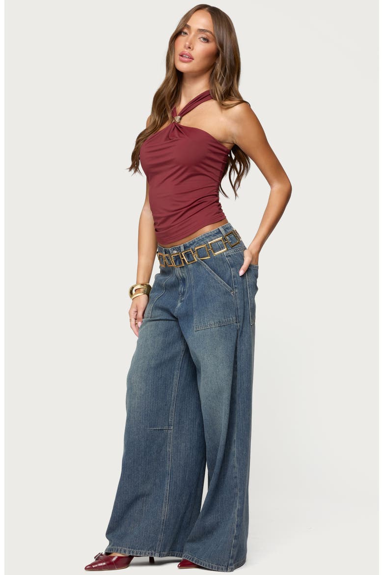 Cielle Hardware Gathered Tank, Alternate, color, BURGUNDY