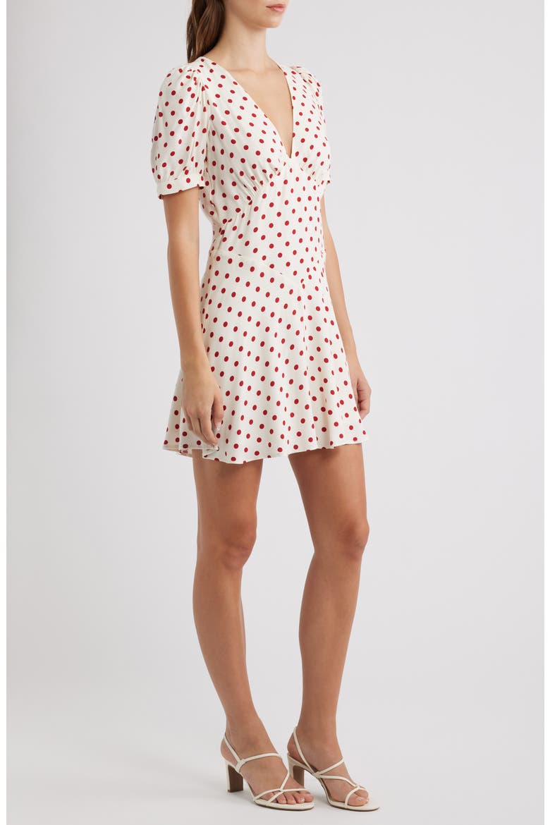 Naira Puff Sleeve Minidress, Alternate, color, KETCHUP DOT