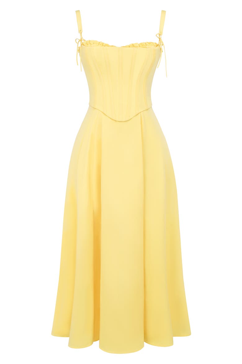 Clarabelle Corset Bodice Pima Cotton Blend Cocktail Dress, Alternate, color, LIGHT YELLOW